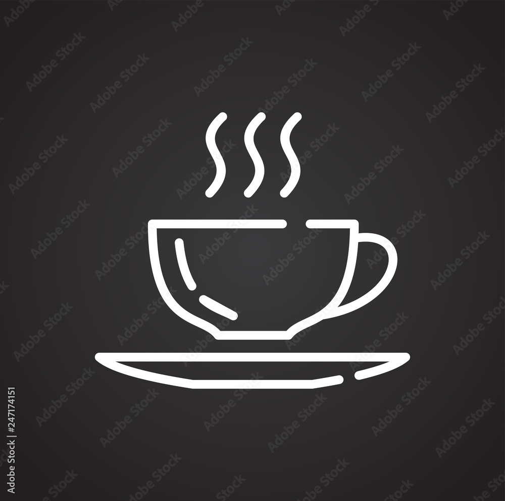 Poster coffee outline icon on black background for graphic and web design, modern simple vector sign. inter