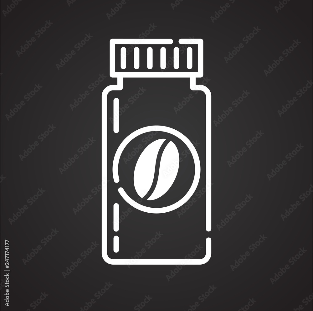 Poster coffee outline icon on black background for graphic and web design, modern simple vector sign. inter