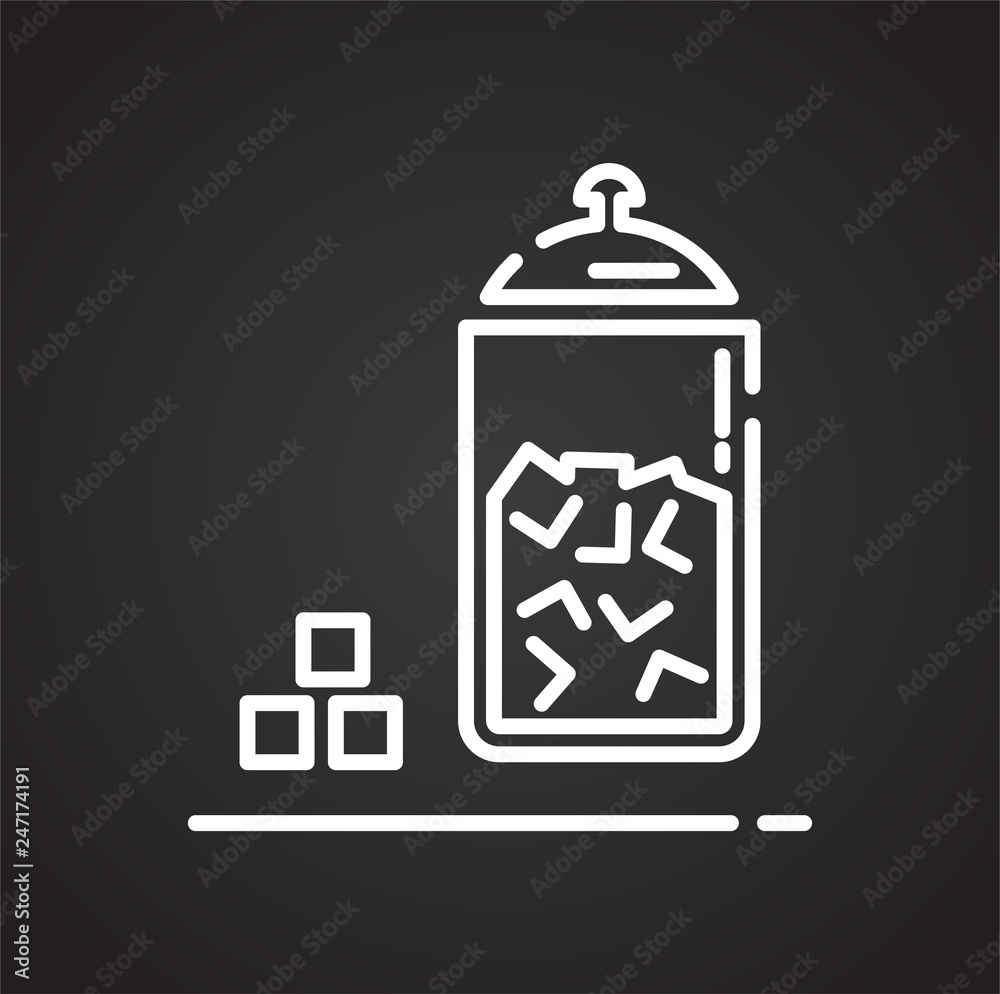 Poster sugar outline icon on black background for graphic and web design, modern simple vector sign. intern