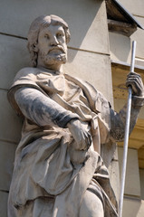 Saint John the Evangelist on the portal of Saint James church in Ljubljana, Slovenia 