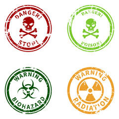 Obraz premium Vector Set of Warning Stamps. Danger Caution Seals