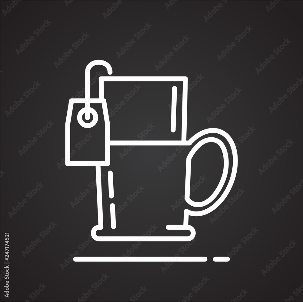 Poster tea bag outline icon on black background for graphic and web design, modern simple vector sign. inte