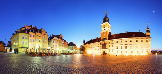 Fototapeta na wymiar Warsaw city at night, panorama, Poland