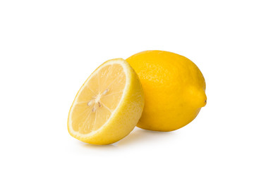 Lemon fruit slice isolated on white background