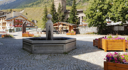 Beautiful ancient fountain in mountain country