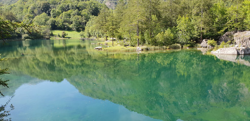 Beautiful emereal mountain lake in a summer day