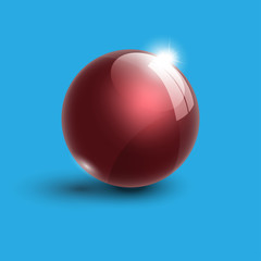 realistic red bright glass ball 3d vector illustration