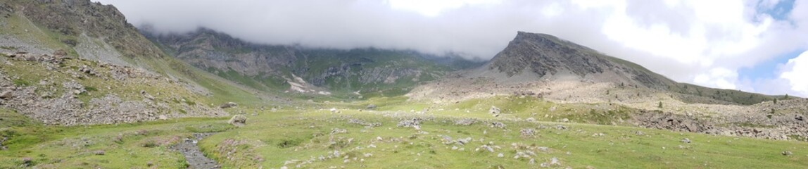 Beautiful mountain panorama in a cloudy day