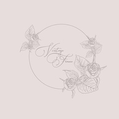 Vector Floristic Feminine Brand Logo Template Frame.