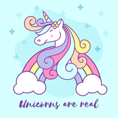 Obraz na płótnie Canvas Cute unicorn cartoon character illustration design.