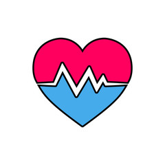 Concept of heart with a cardiogram on a white background