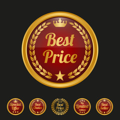 Best price label on black background.