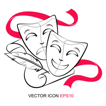 silhouette of theatrical mask. Vector illustration. vector