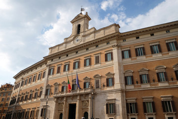 Fototapeta na wymiar Palazzo Montecitorio, seat of the Italian Chamber of Deputies in Rome, Italy 