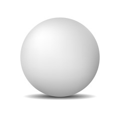 White Round Sphere or Ball. Realistic Matte Pearl or Plastic Ball isolated on white background. Vector Illustration for Your Design.
