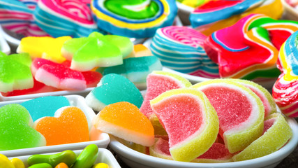 Fototapeta na wymiar Closeup colorful sugary candy