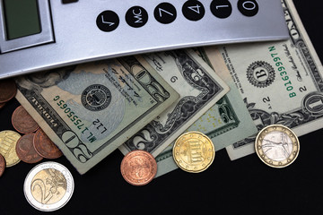 Fototapeta premium Money and Calculator, business concept. American dollars counting cash.