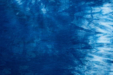 Fotobehang De naadloze achtergrond van de kleurstofstof, Patroon van donkerblauwe indigosamenvatting © peangdao