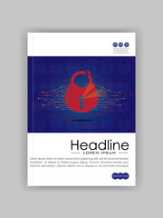 A4 Business Technology Book Cover Design Template. Lock and key. Good for Portfolio, Annual Report, Magazine, Journal, Website, Poster, Monograph, Corporate Presentation, Conference