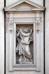 Saint Andrew the Apostle statue on the portal of Sant Andrea della Valle Church in Rome, Italy 