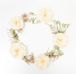 Garden Rose Wreath Flat Lay floral background