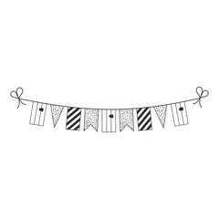 Decorations bunting flags for Slovenia national day holiday in black outline flat design. Independence day or National day holiday concept.