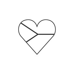 Czech Republic flag icon in a heart shape in black outline flat design. Independence day or National day holiday concept.