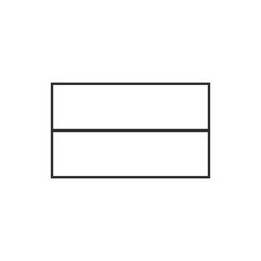 Horizontal bicolour two bands country flag icon in black outline flat design. Independence day or National day holiday concept.