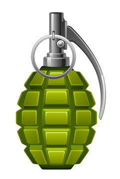 Green grenade on a white background