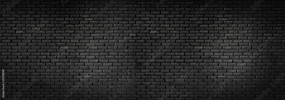 Wall mural black brick wall texture ,brick wall texture for interior design vintage dark tone.