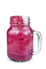 Empty glass of homemade blueberries smoothie
