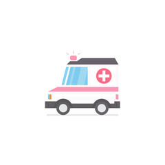 Ambulance car. Stylized vector flat icon 