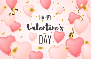 Valentines day background with Heart  Balloons