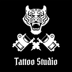 Tiger Head Silhouette Tattoo, Vector