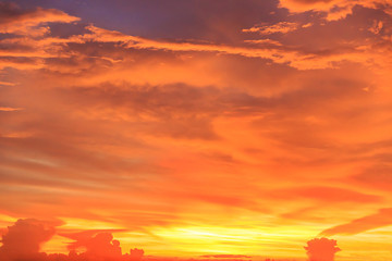 colorful dramatic sky with cloud at sunset
