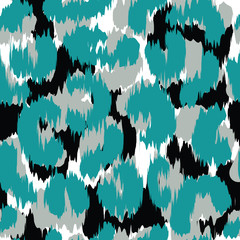 Seamless pattern with faux leopard skin teal 