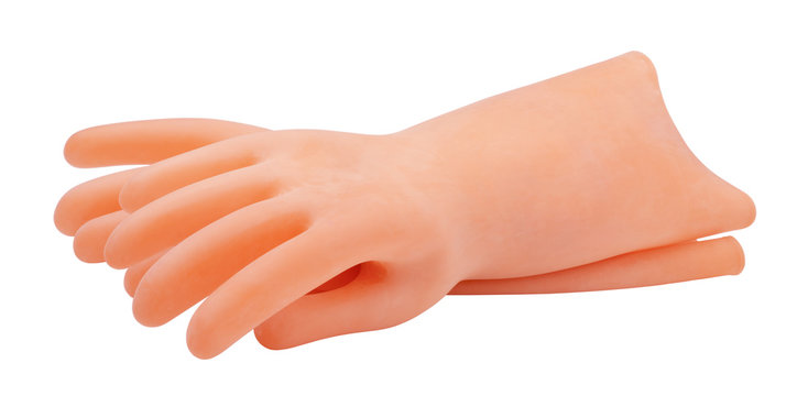  Gloves dielectric  isolated on white