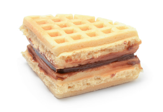 Waffles with filling isolated on white