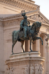 Obraz premium Equestrian sculpture of Victor Emmanuel II, Altare della Patria, Piazza Venezia, Rome, Italy