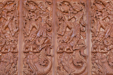 Statue on the wall in the temple.