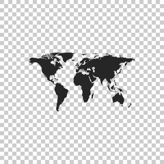 Fototapeta na wymiar World map icon isolated on transparent background. Flat design. Vector Illustration