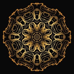 Modern Decorative Floral Gold Color Mandala. Super Vector Round Shapes. Vector Illustration.