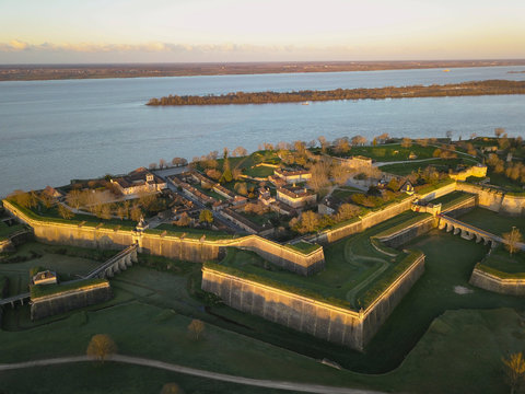 Aerial view, Blaye Citadel, UNESCO world heritage site in Gironde, France