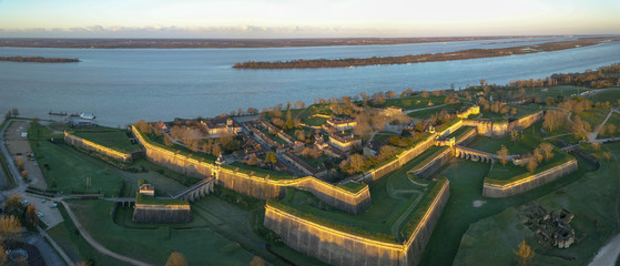 Aerial view, Blaye Citadel, UNESCO world heritage site in Gironde, France