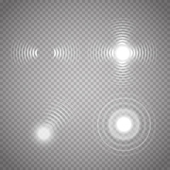 Set of glowing sonar waves. Vector illustration - obrazy, fototapety, plakaty
