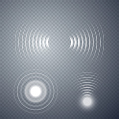 Set of glowing sonar waves. Vector illustration - obrazy, fototapety, plakaty