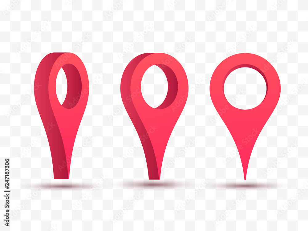 Poster Pointers set. Vector illustration of 3d map pins.