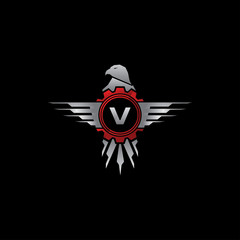Eagle Automotive Gear V Letter Logo