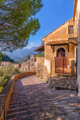 Street in the famous mountain village Savoca in Sicily, Italy