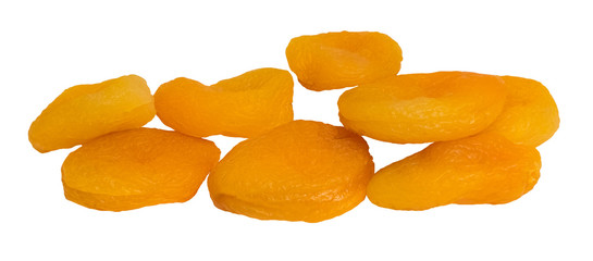 Dried apricots on a white isolated background. Dry apricot fruit_